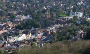 Image of Great Malvern from Above Close to Self Catering